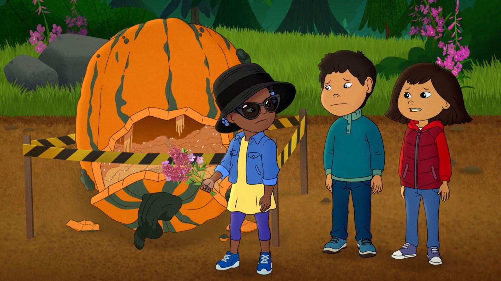 After Trini's giant pumpkin splats on the ground, Molly and Tooey try to cheer her up.
