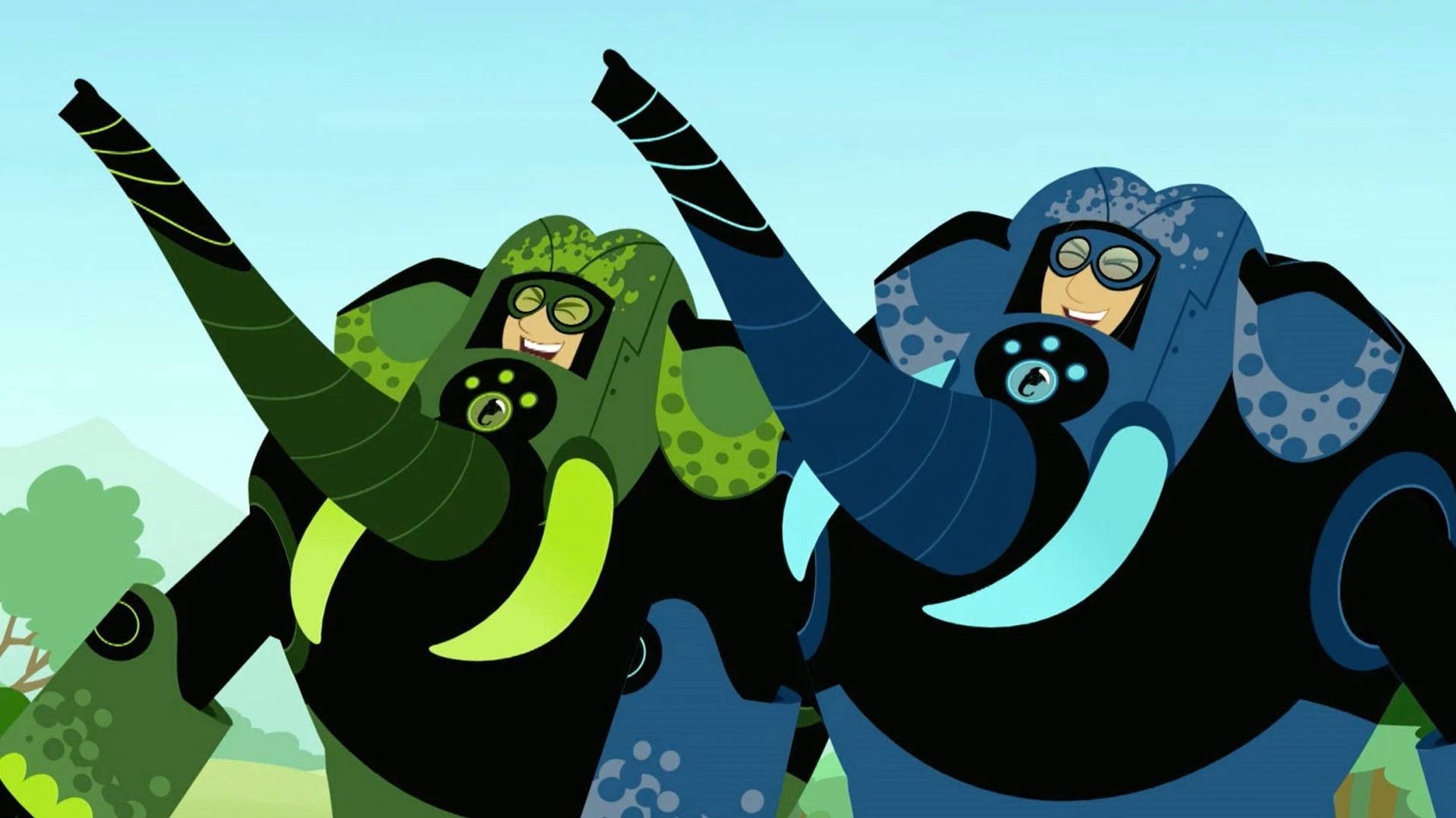 Martin and Chris use their Elephant creature powers.
