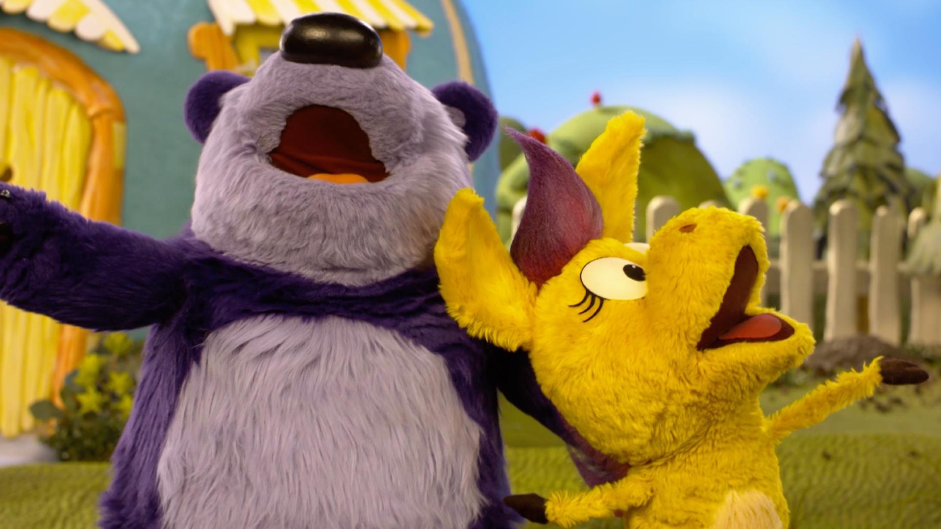 Bob Dog lost his boogie bone, and Donkey and Panda help him slow down to find it.