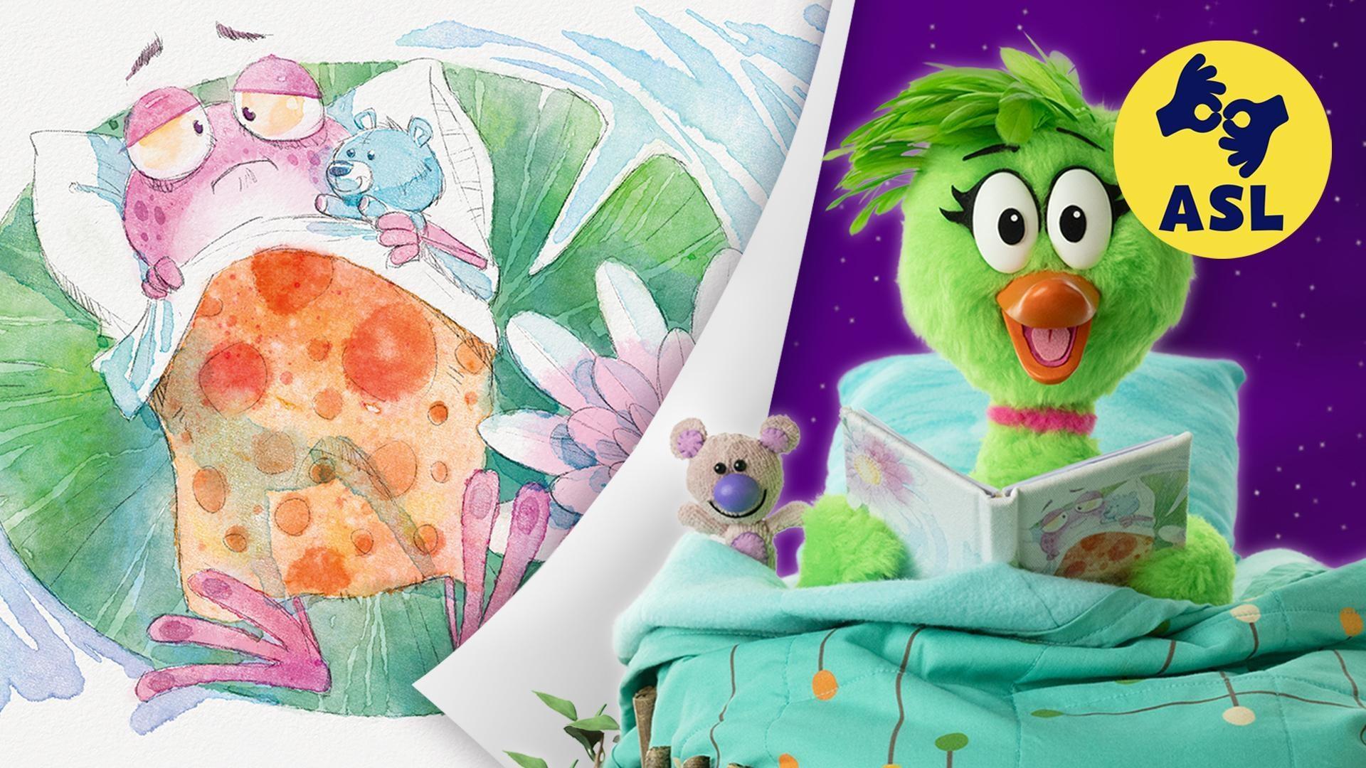 Duck Duck reads a story about a very tired froggy who cannot fall asleep!