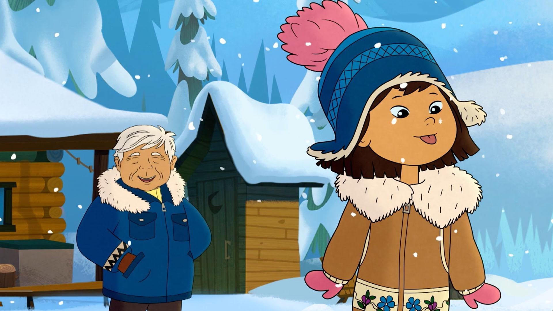 Grandpa Nat teaches Molly about different kinds of snow.
