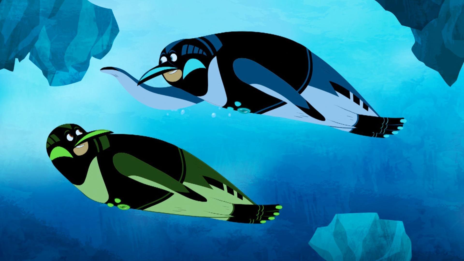 Martin and Chris with their Penguin powers do a little swimming.