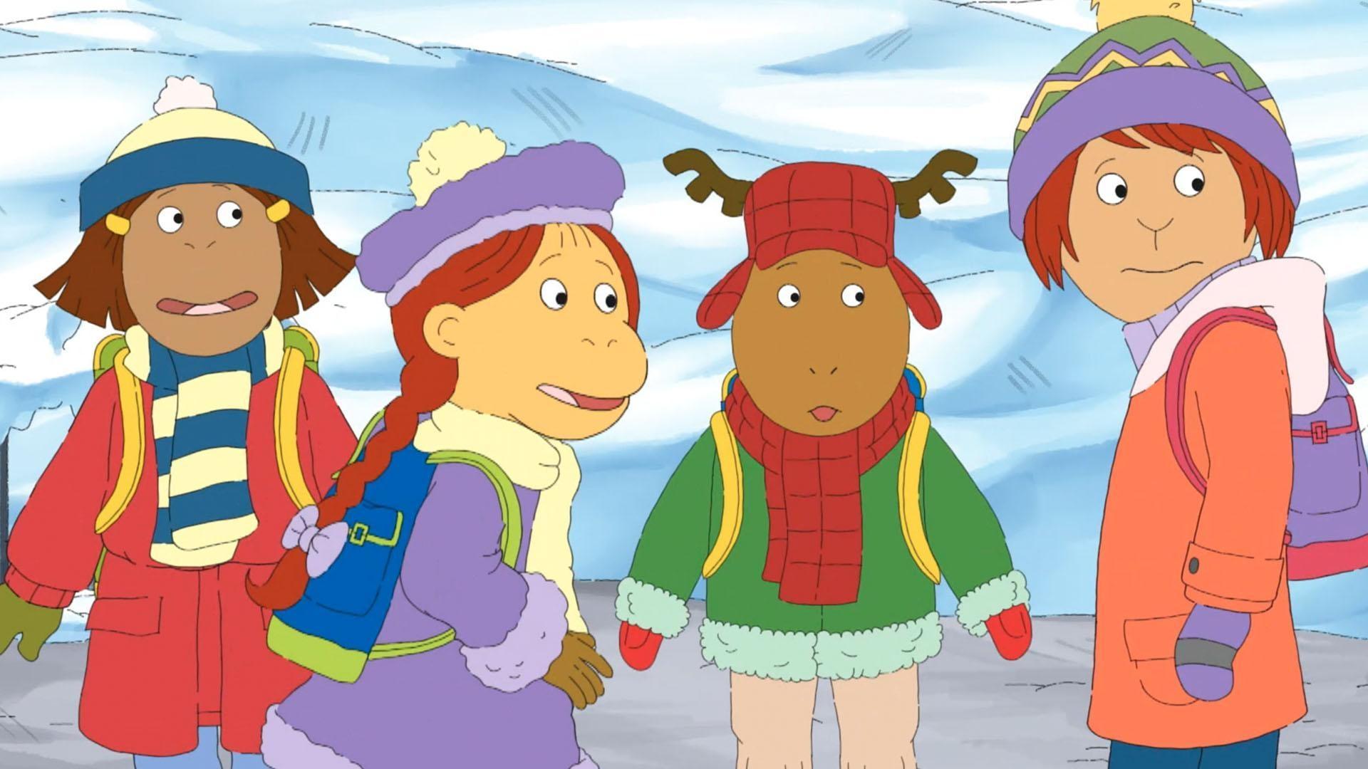 Arthur and Buster argue over who was winning the Dark Bunny video game last night.