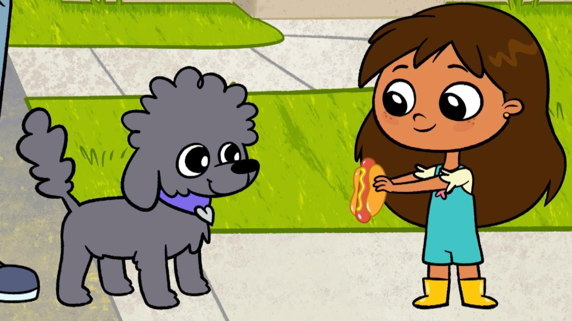 Rosie tries to return a dog toy to its owner. / Rosie builds a house for Gatita.