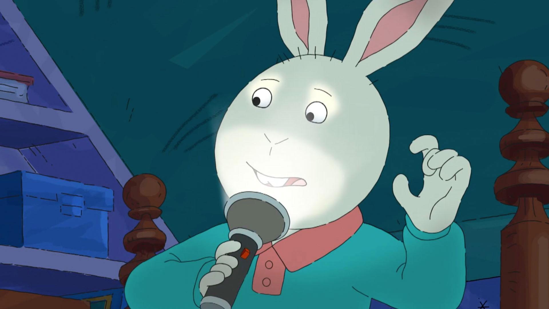 Buster starts to tell Arthur, D.W., and Bud a spooky story about a mysterious creature.