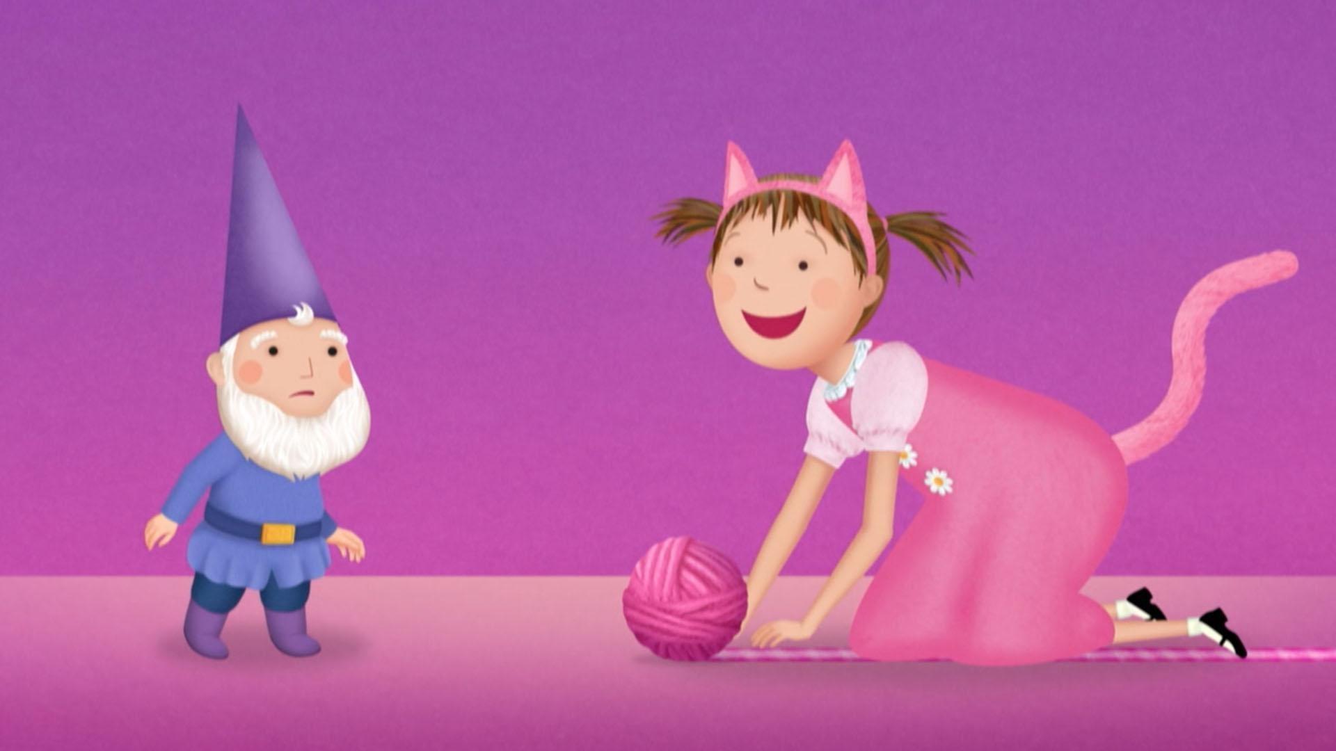 Pinkalicious, Peter, and Jasmine help Norman the garden gnome learn how to play pretend!
