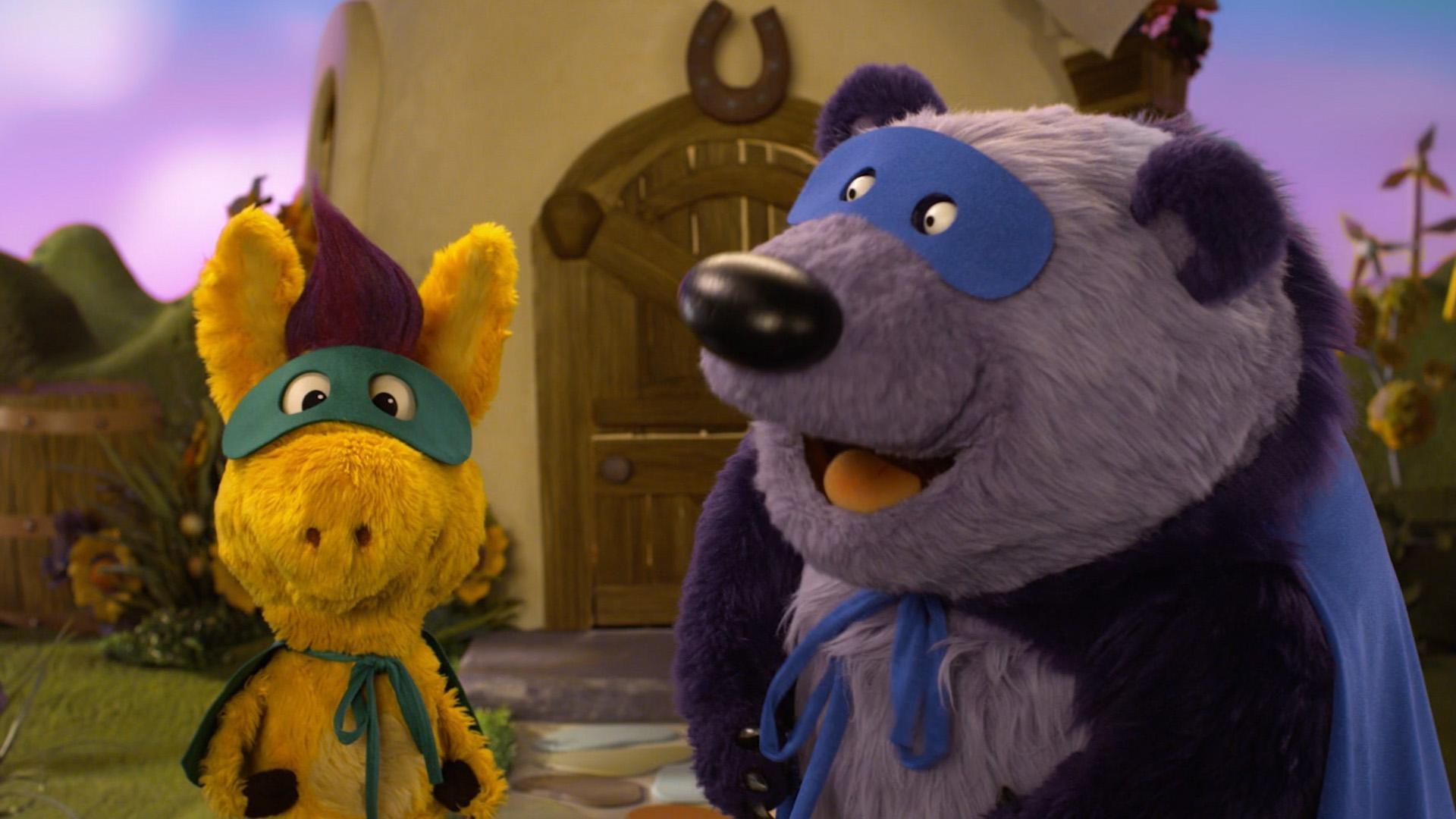 Donkey and Panda disagree, but they can still be friends and still play superheroes.