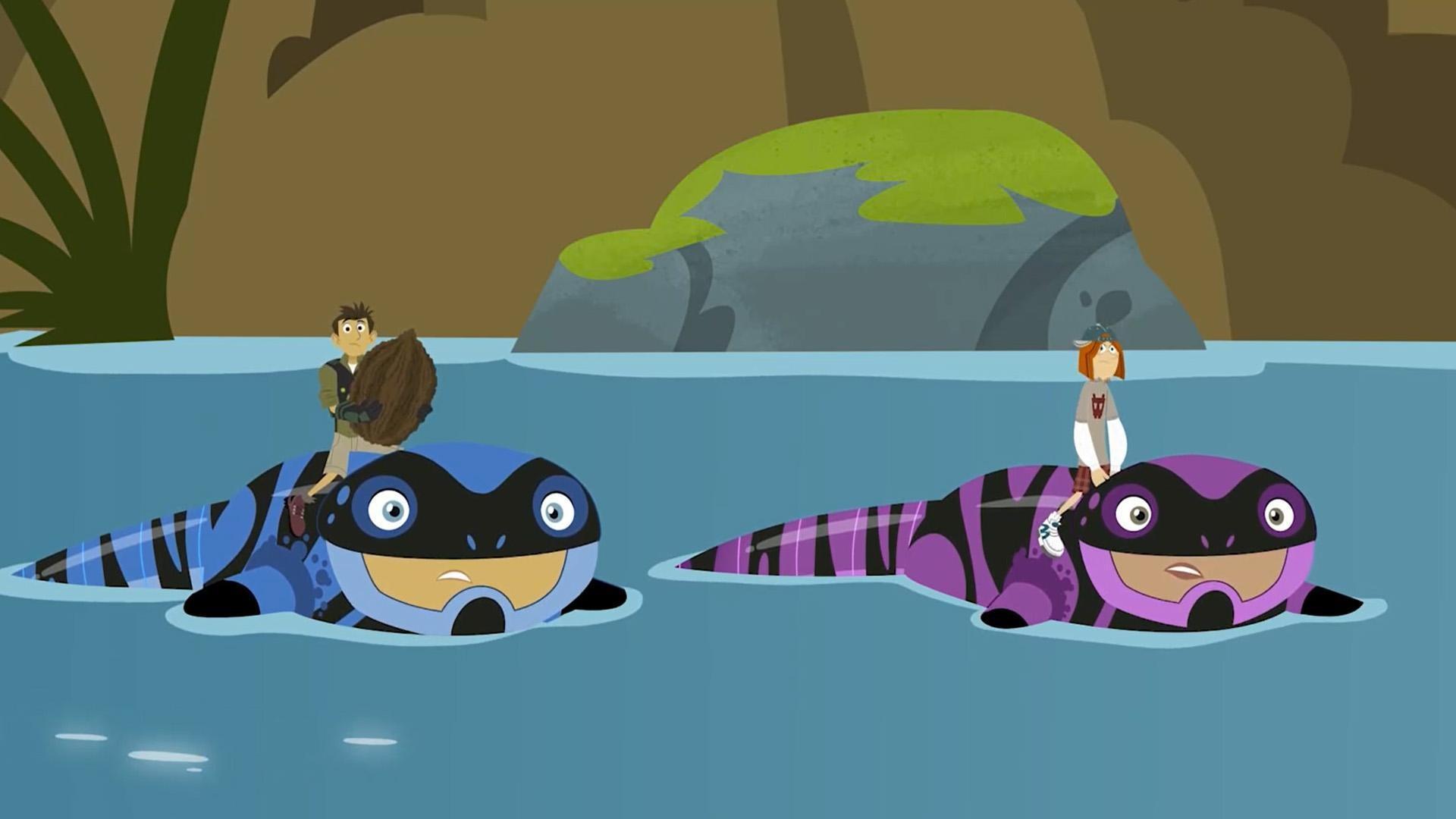 The gang are chased by two red squirrels