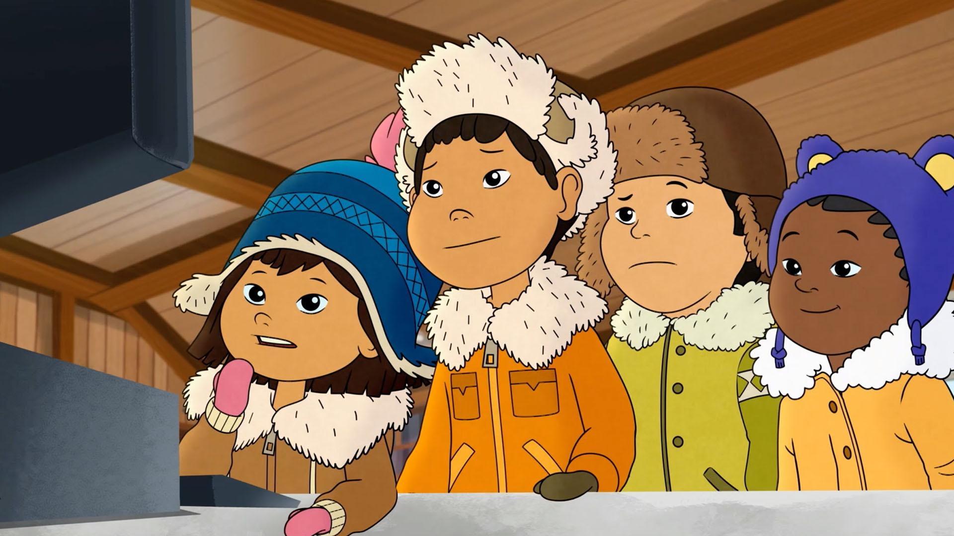 Molly and the gang research the rules for the Anchorage Outhouse Races.