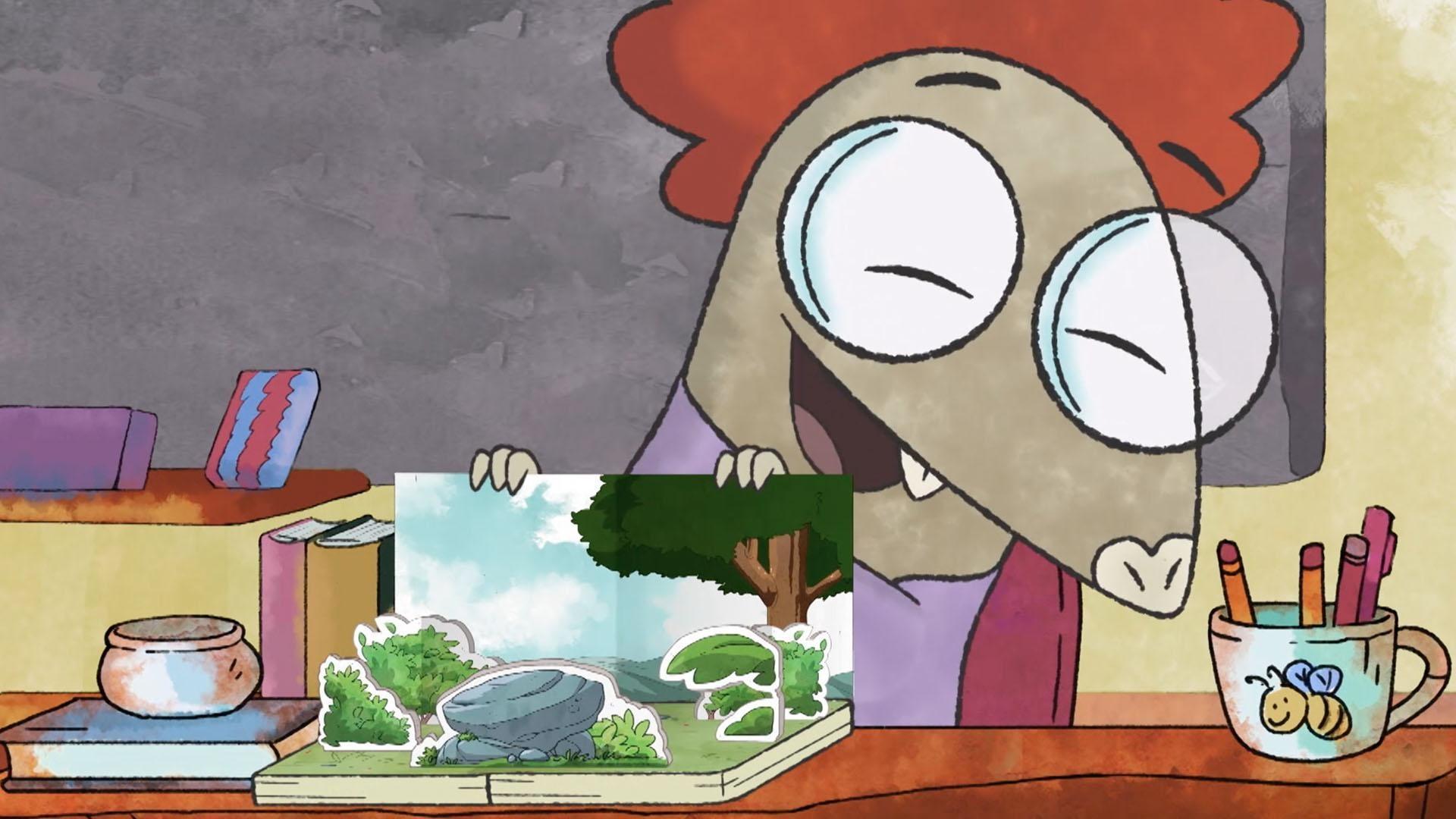Ms. Mole tells the kids a story about what lizards do when they get surprised.