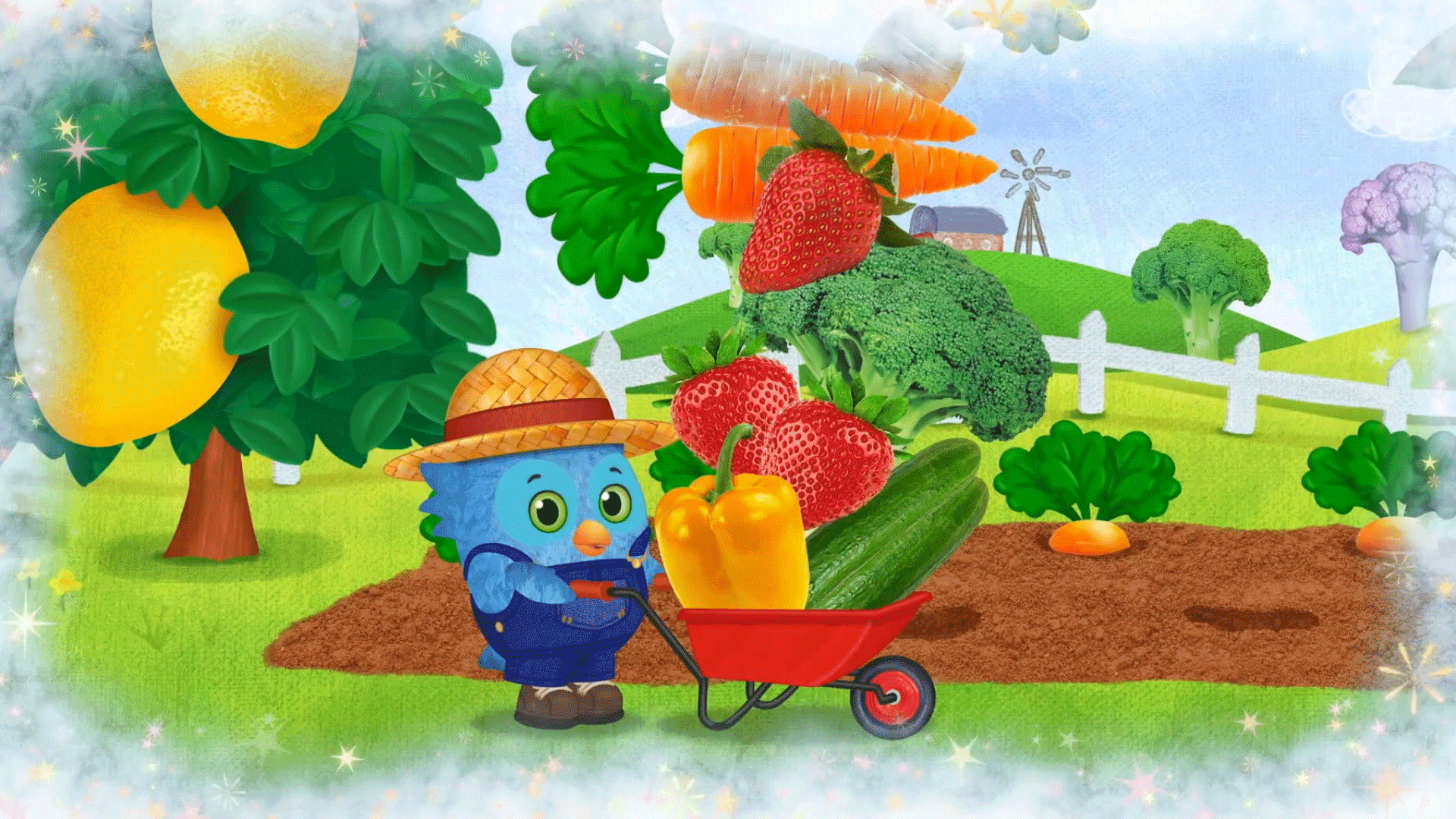 O imagines that he's a farmer on a really big farm where he grows really big vegetables!