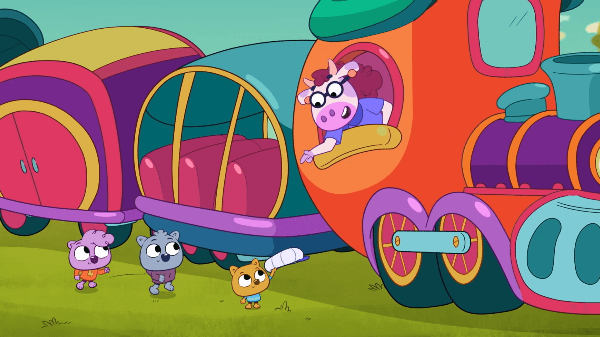 The Wombats help unstick a stuck train.