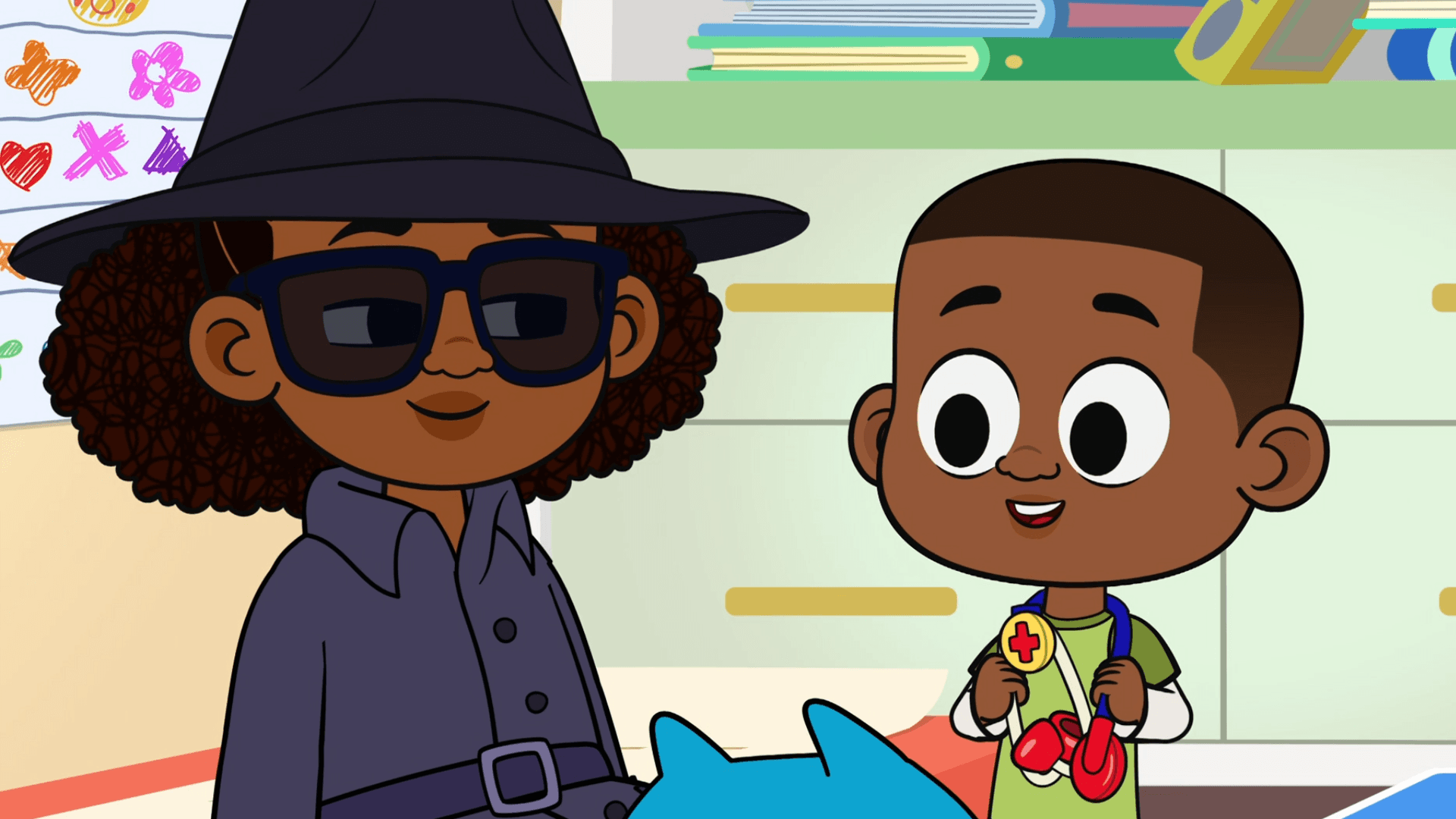 Ms. Sneakerson the Spy pays Dr. Luke Loops a visit to get a check up.