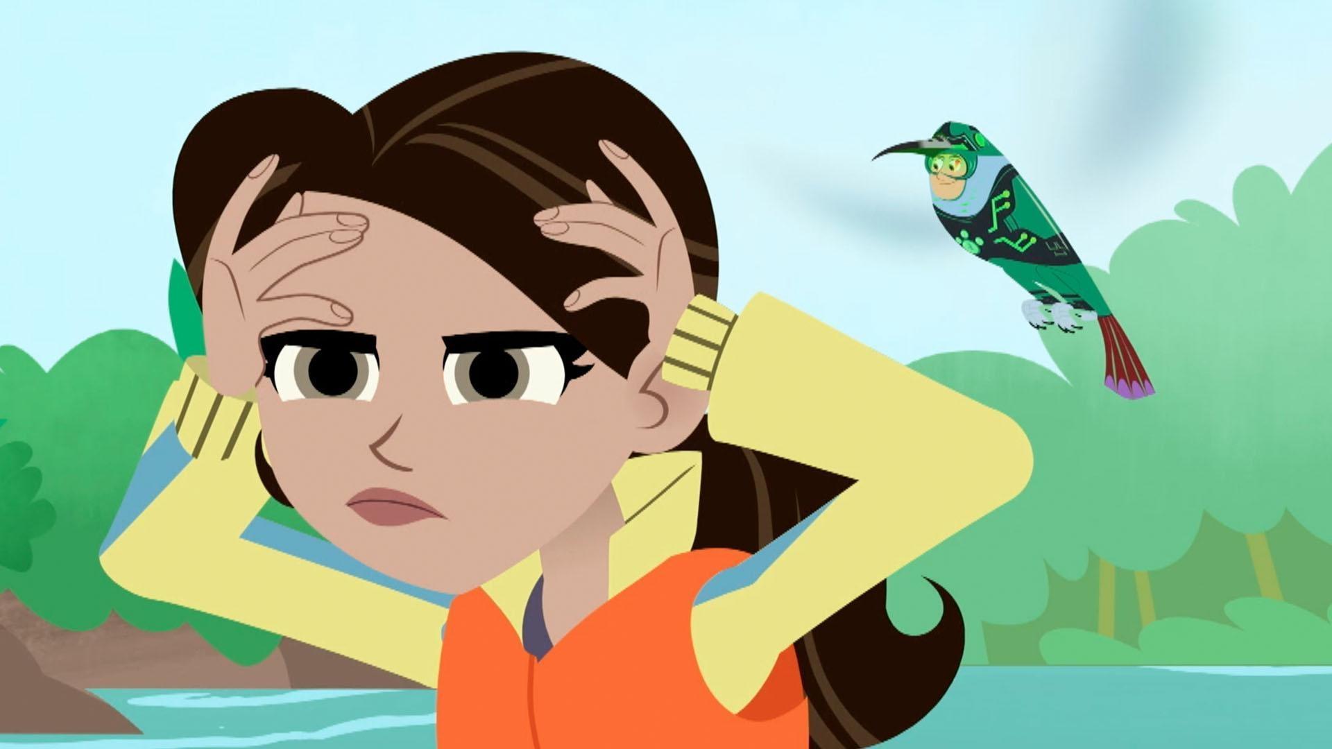 The gang check-out some of the creatures in the rainforest