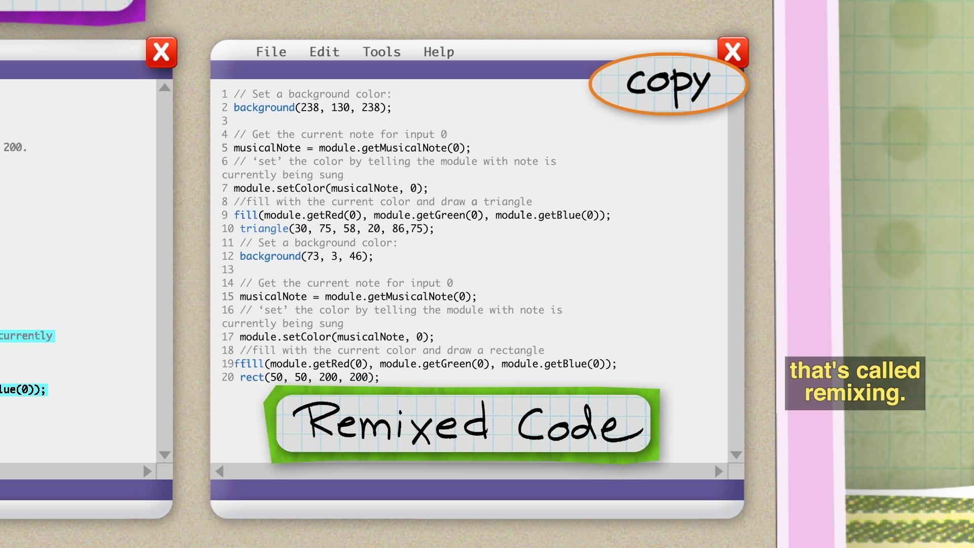 The SciGirls start their project by adapting existing code to fit their needs.