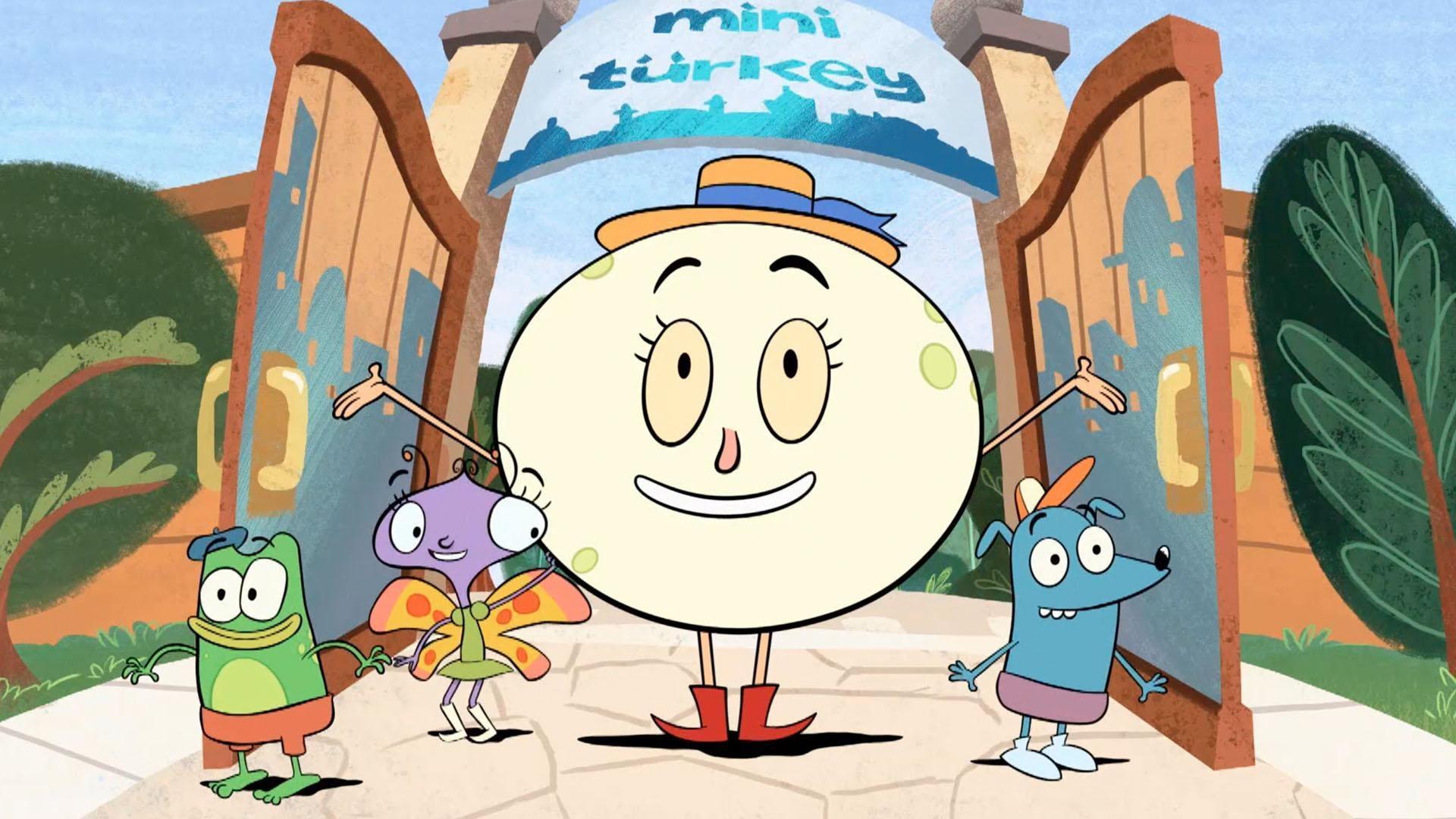 Luna shows Andy, Carmen, and Leo all around Mini Turkey in a train.