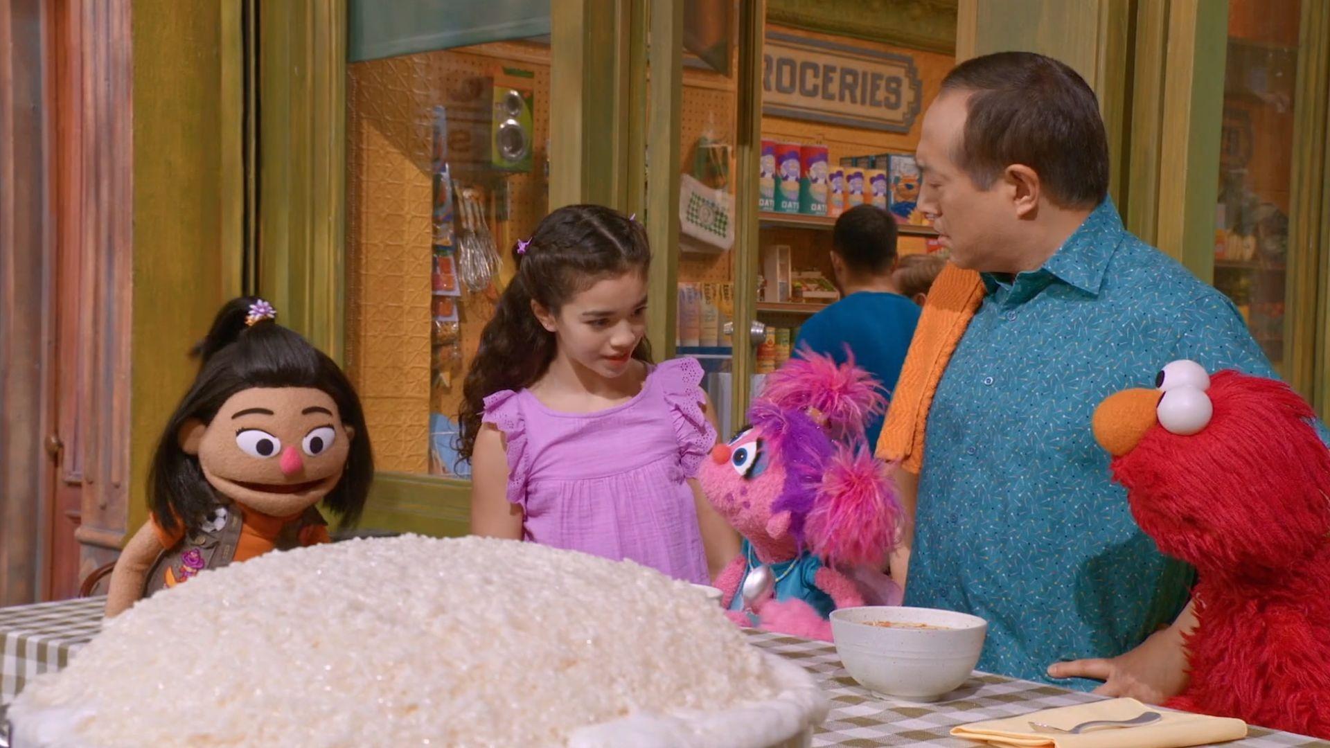 Elmo and Abby are hosting a cook-off called Use! That! Rice!