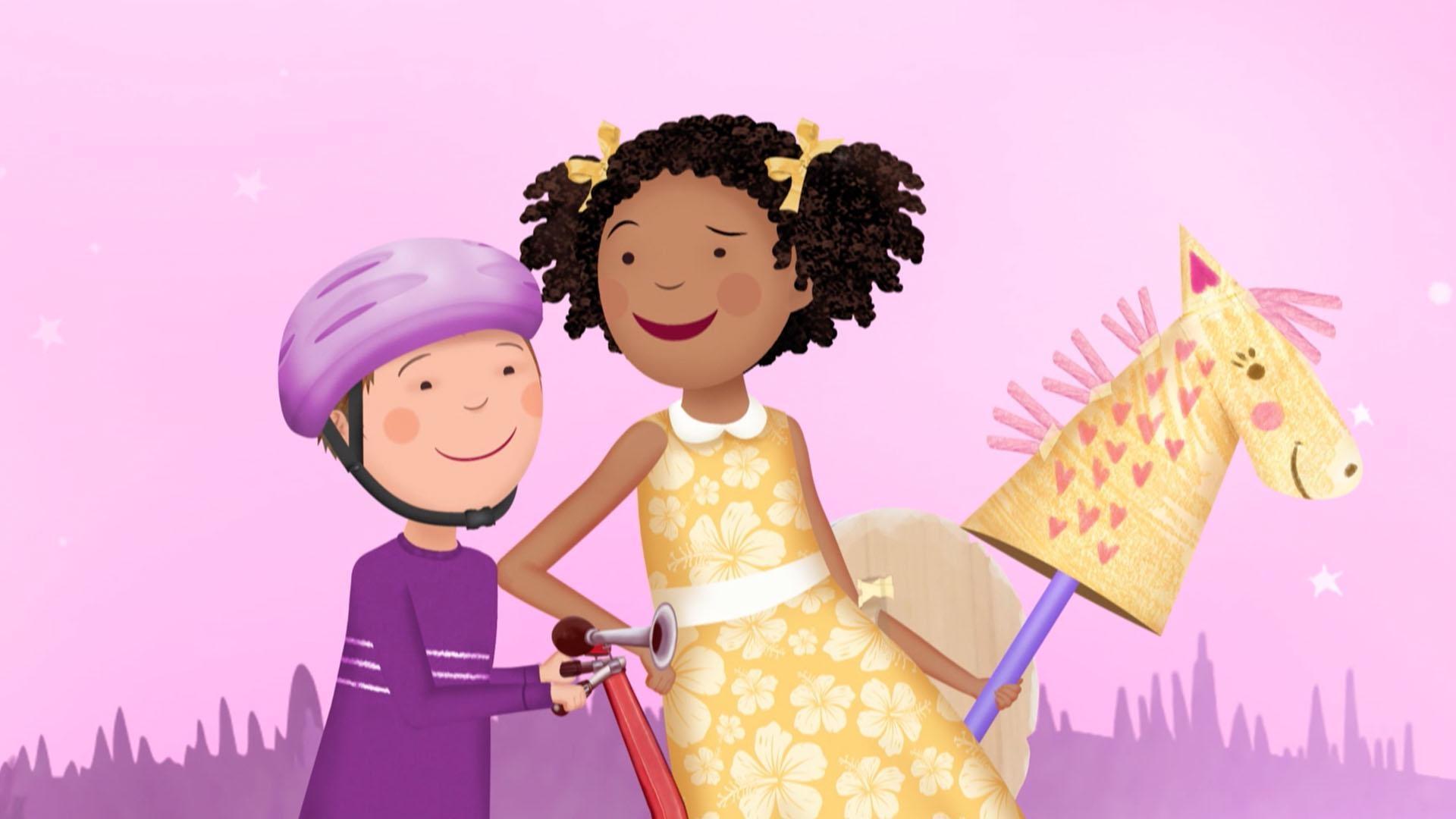 Pinkalicious, Jasmine, and Peter search for the Pink Leaf of Courage.