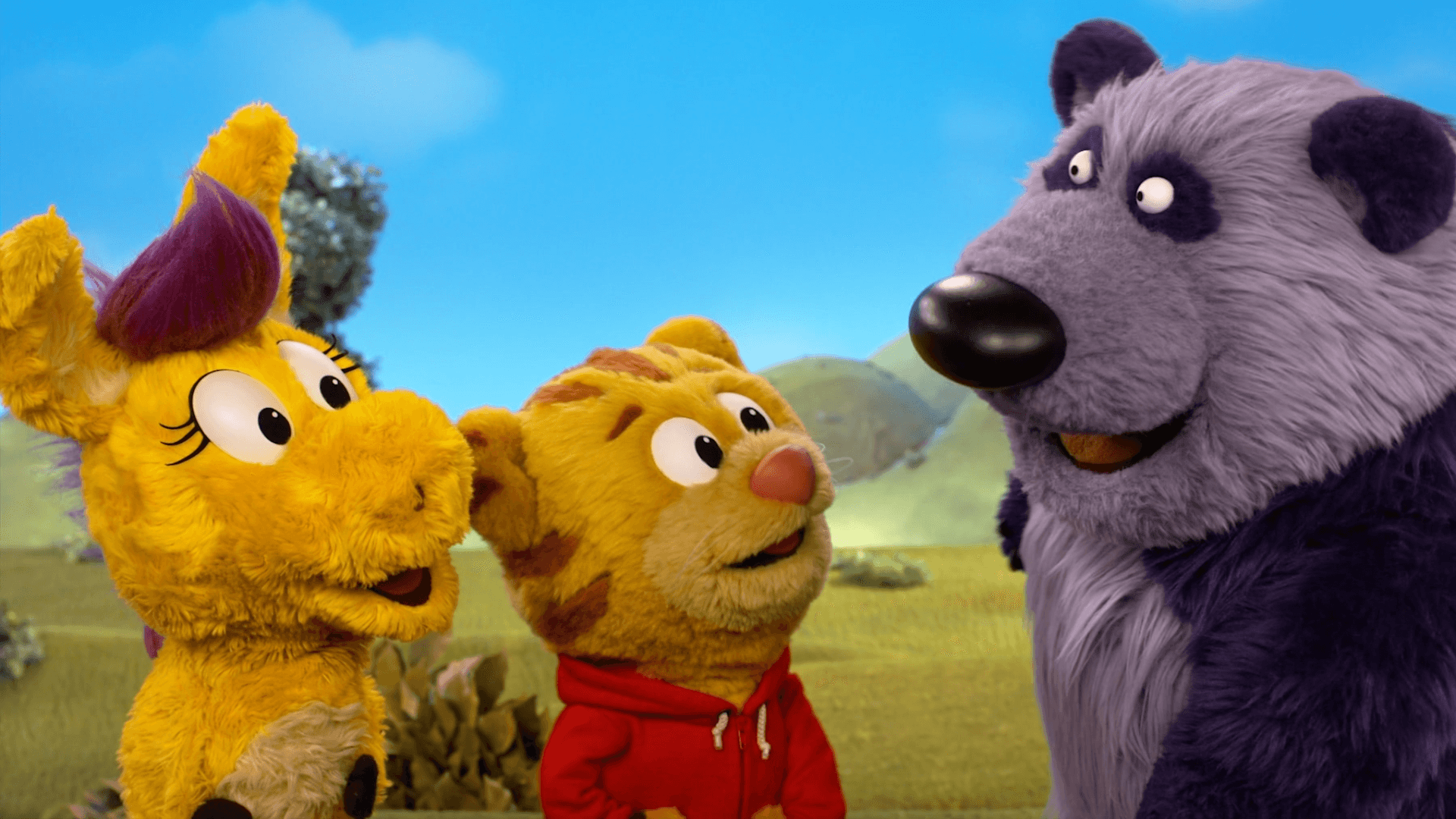 Trolley takes Donkey Hodie and Daniel Tiger across Someplace Else to meet new pals.