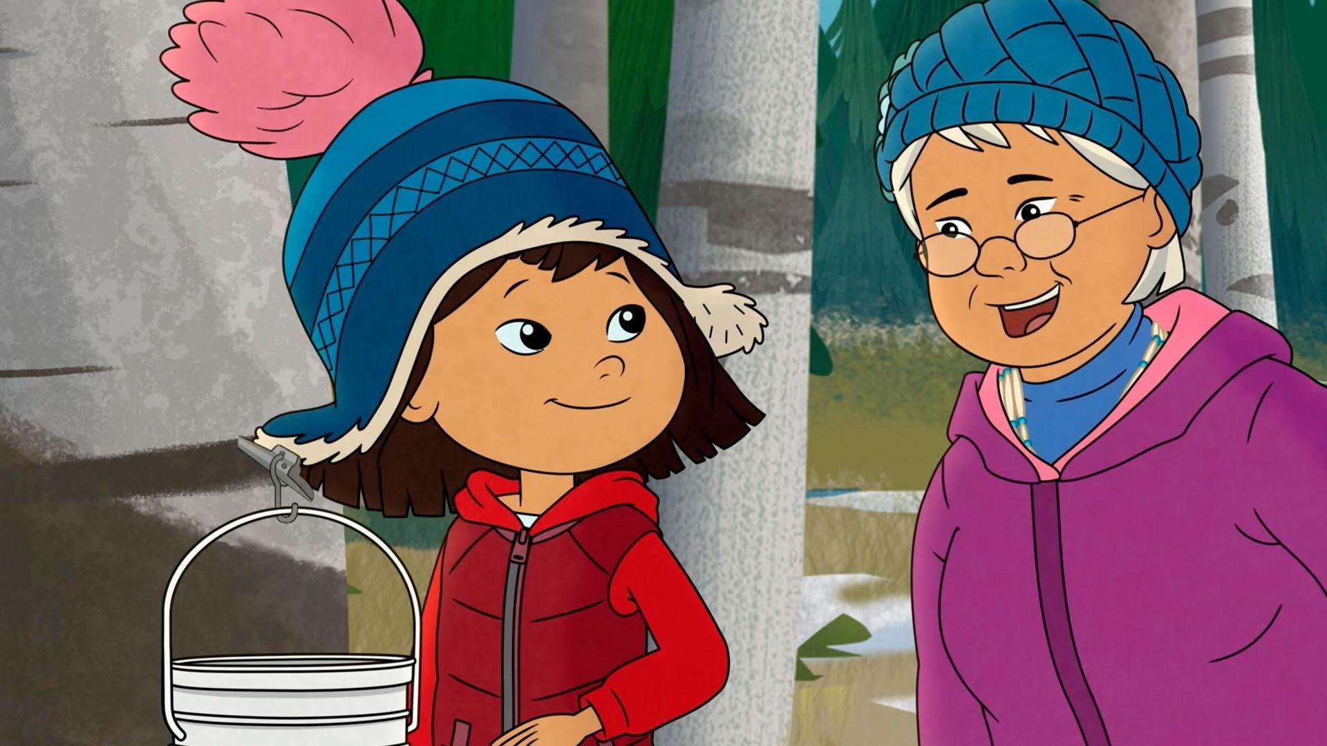 Molly, Tooey and Aunt Midge tap trees for sap. / A tourist wants to find wooley mammoths.