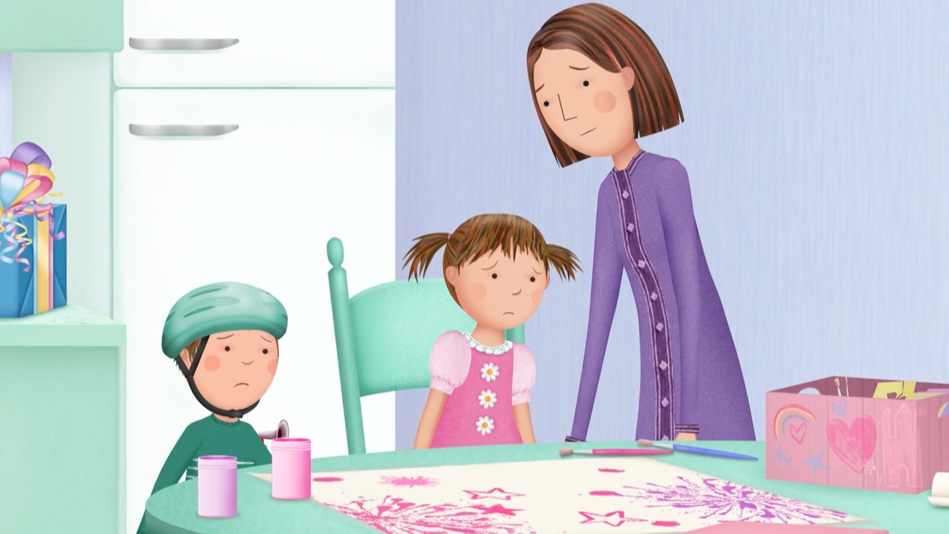 It's Daddy's birthday and Pinkalicious decides to make her own wrapping paper!
