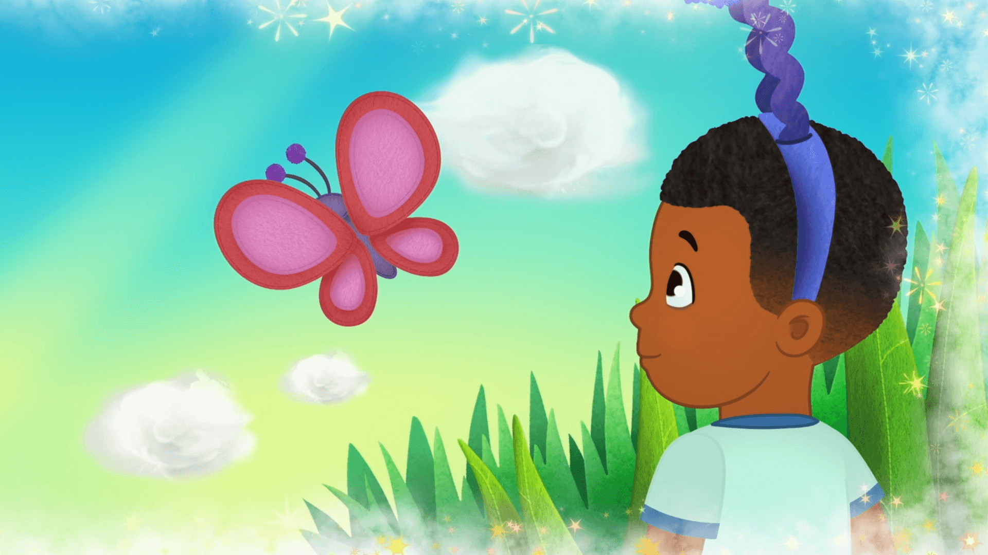 Max imagines he is small enough to play with bug friends in the grass.