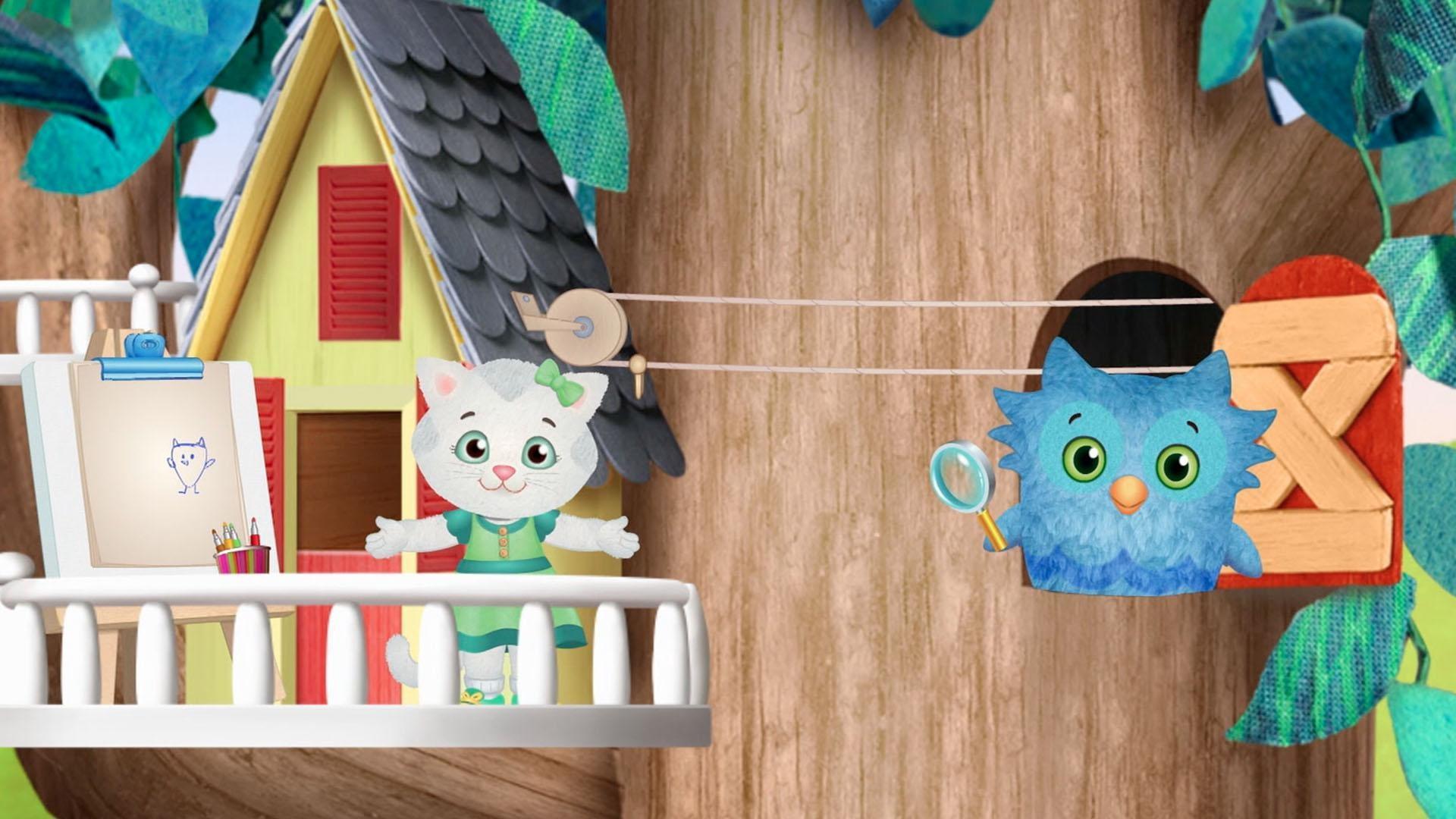 O and Katerina pass pictures back and forth between their windows in the tree.