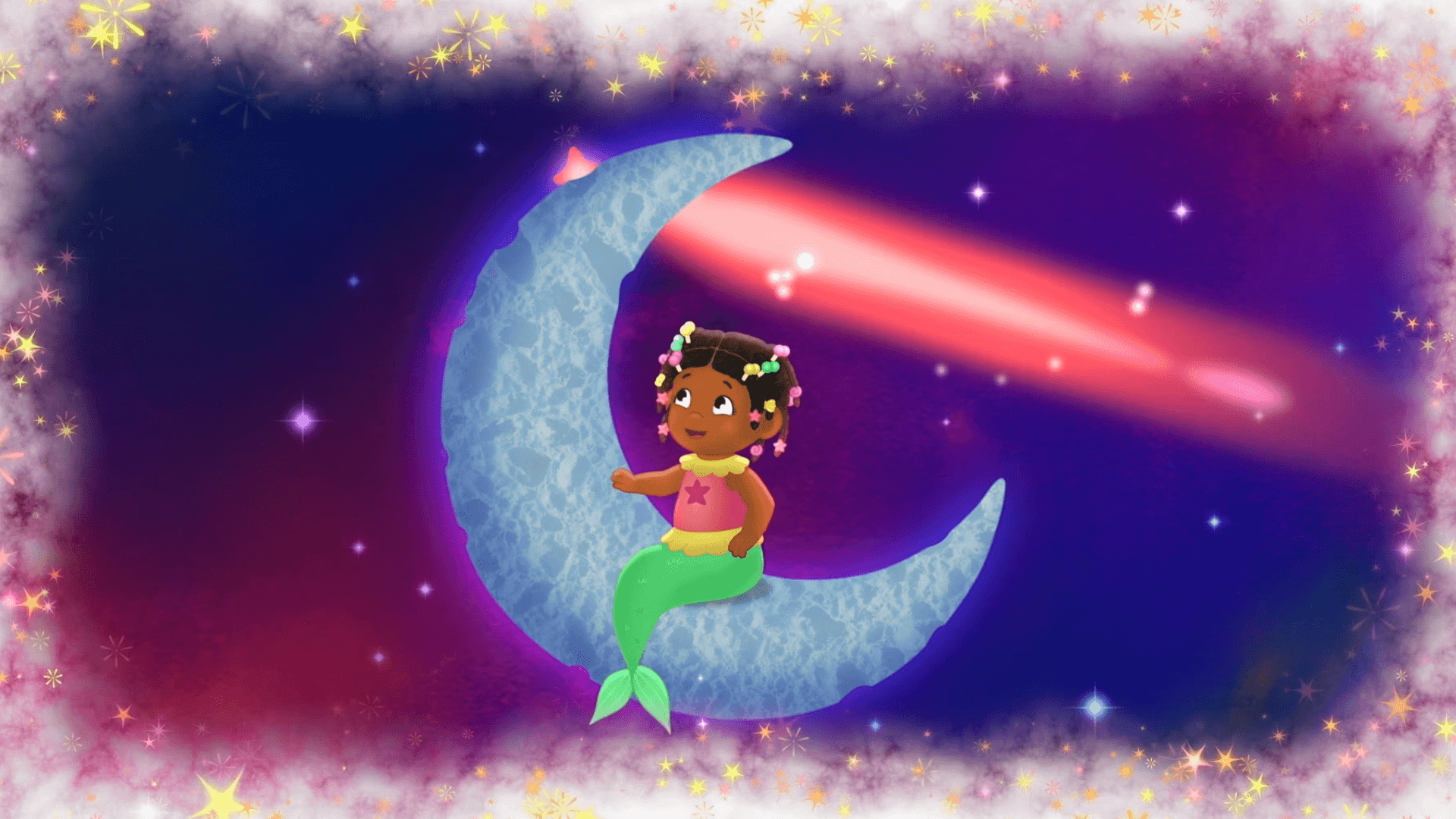 Miss Elaina imagines she's a mermaid swimming in space!