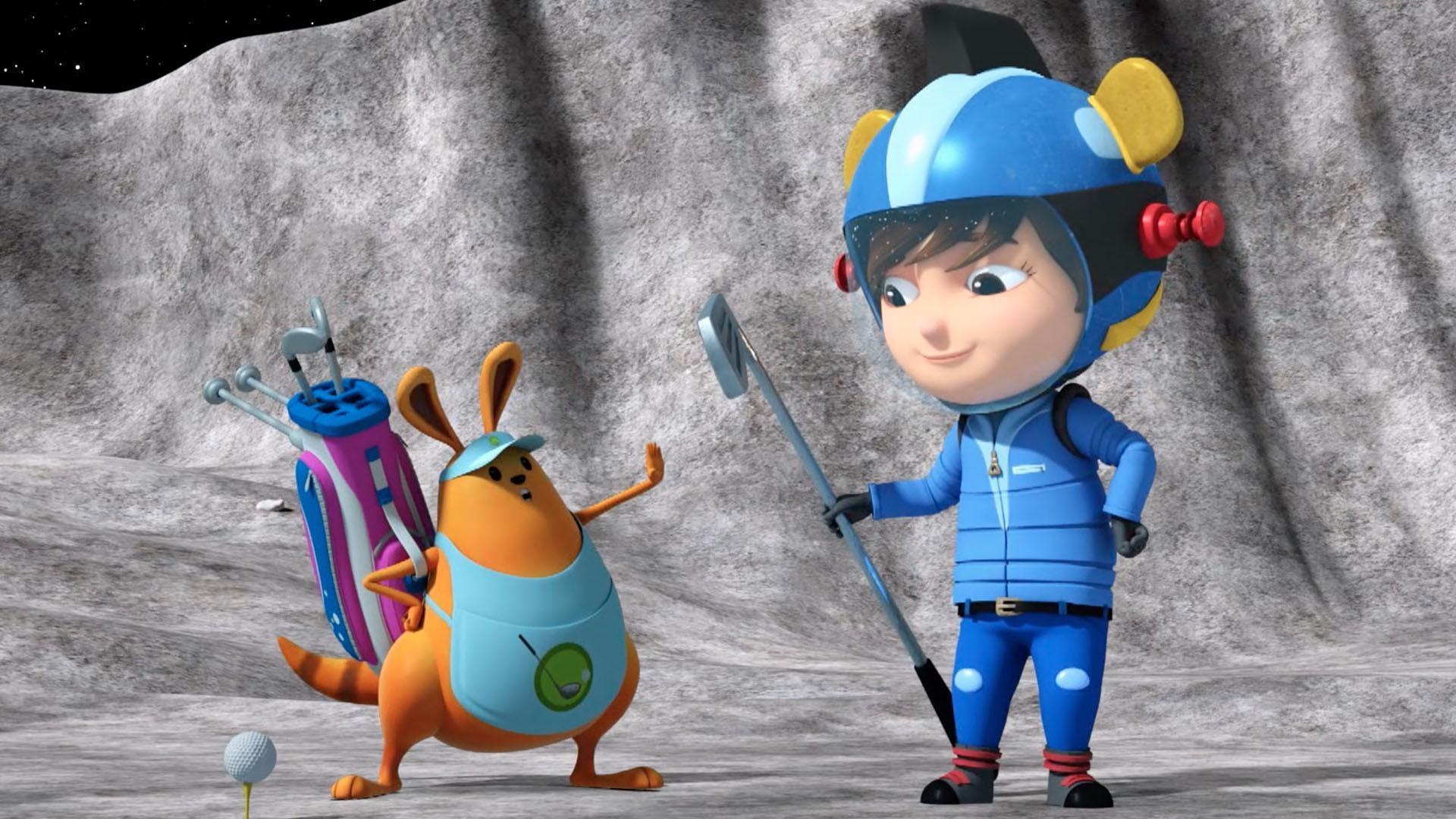 The team enjoys a fun game of minature golf on the Moon!