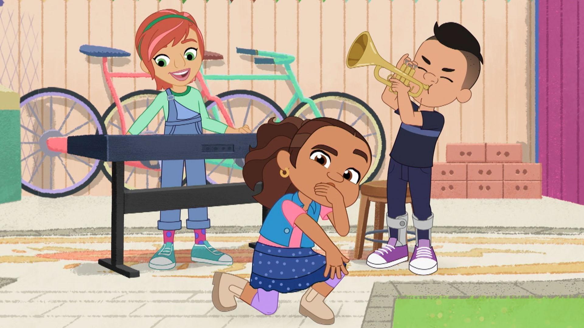 Eddie, Becka, and Alma perform a special song for a Bronx backyard performance.