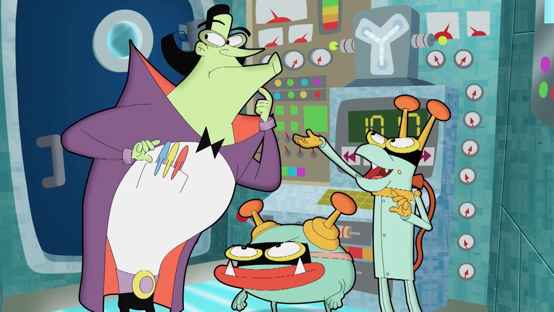 Hacker, Buzz and Delete try to use Pearl's time machine.