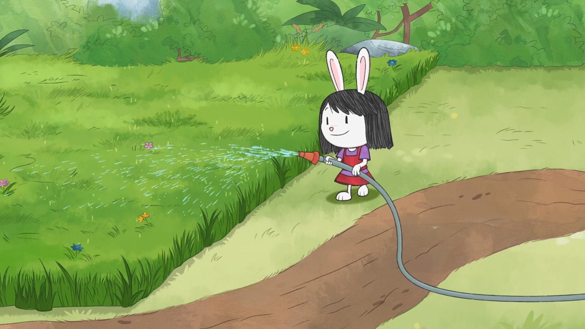 Instead of mowing the lawn, Elinor and her dad let part of the garden grow into a meadow.