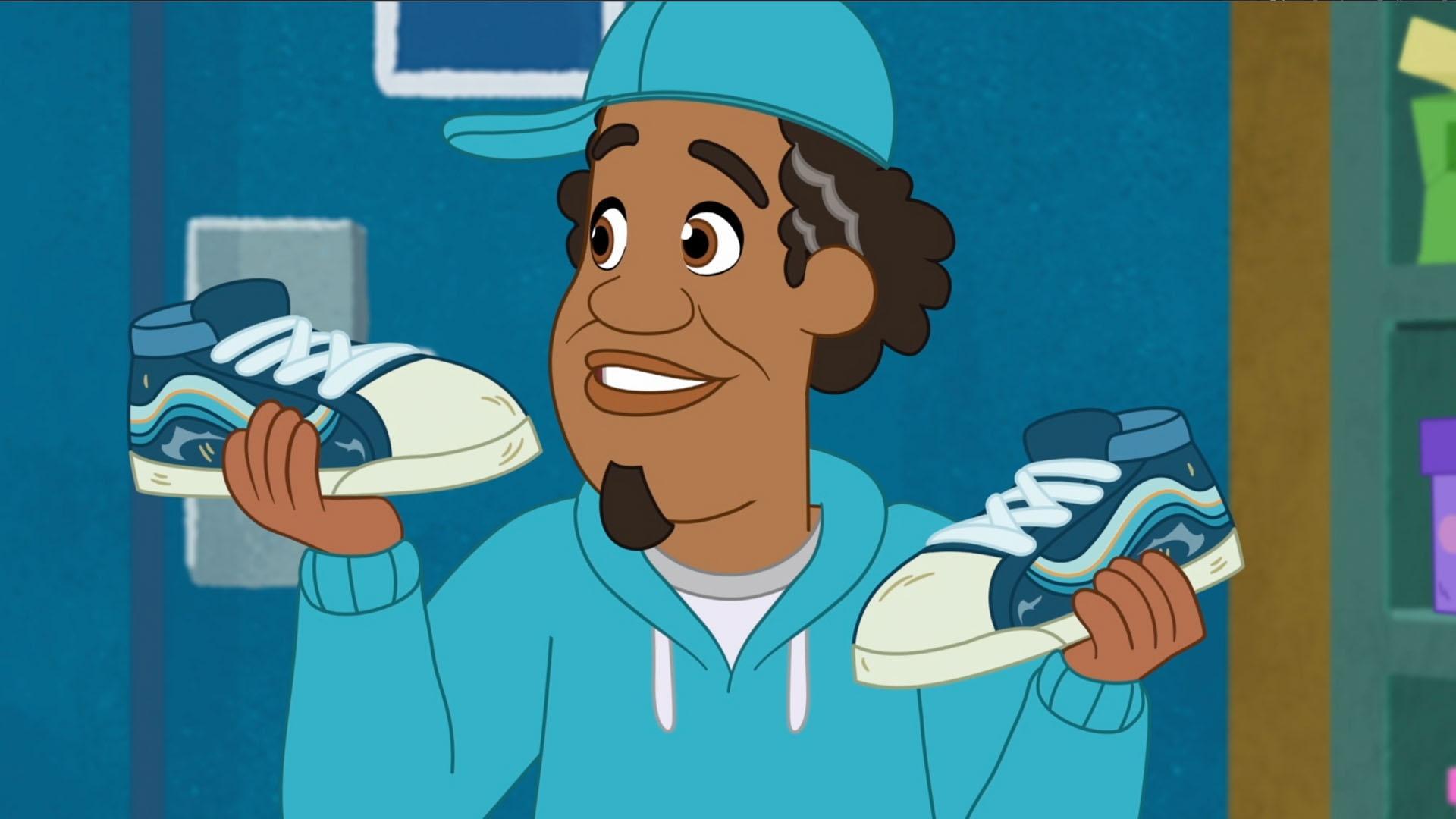 Frankie looks at his old sneakers, explains what a B-Boy is, and shows off his moves.