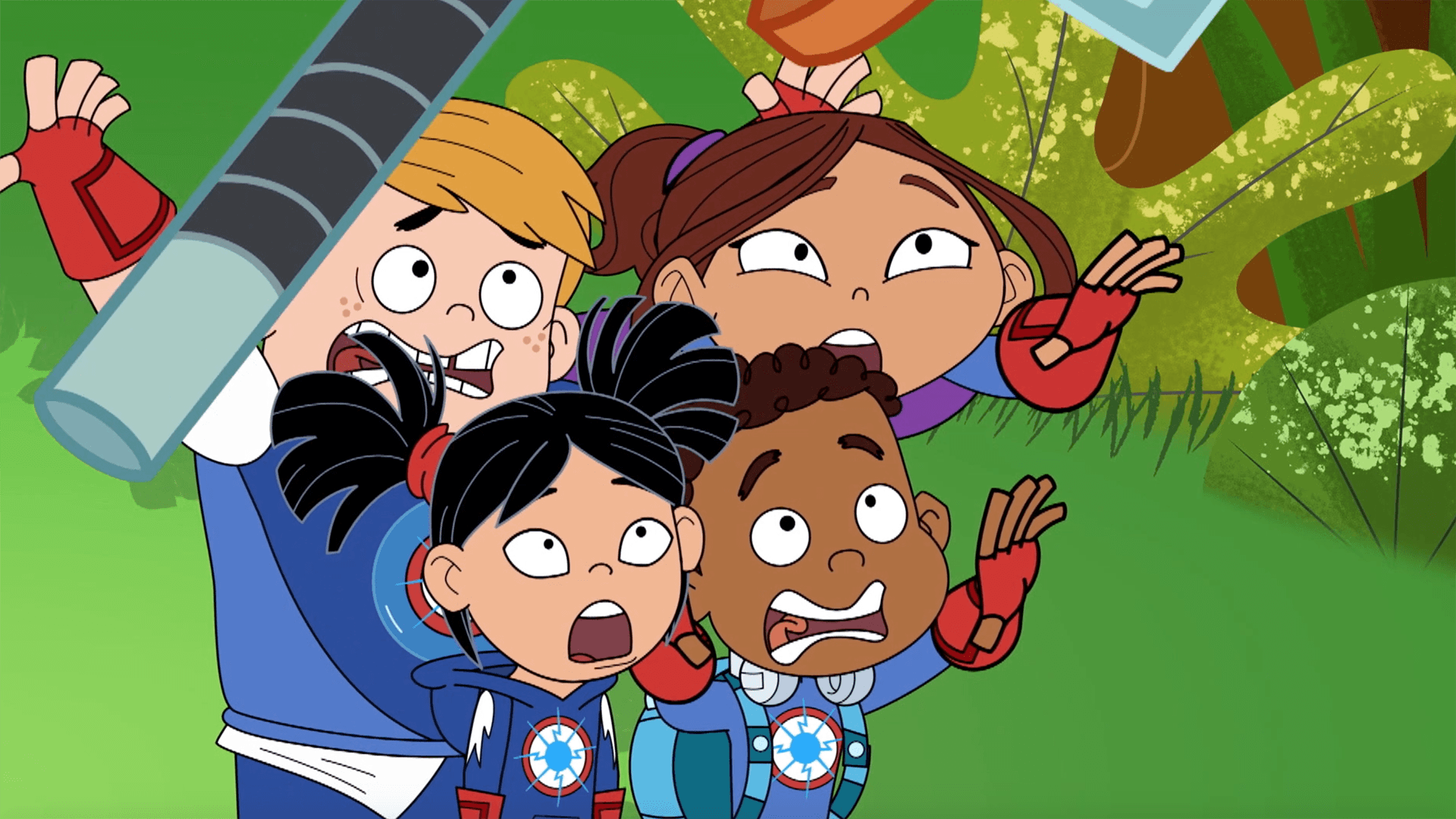 AJ invents a Size Changer gadget and it accidentally zaps the Sparks' Crew.