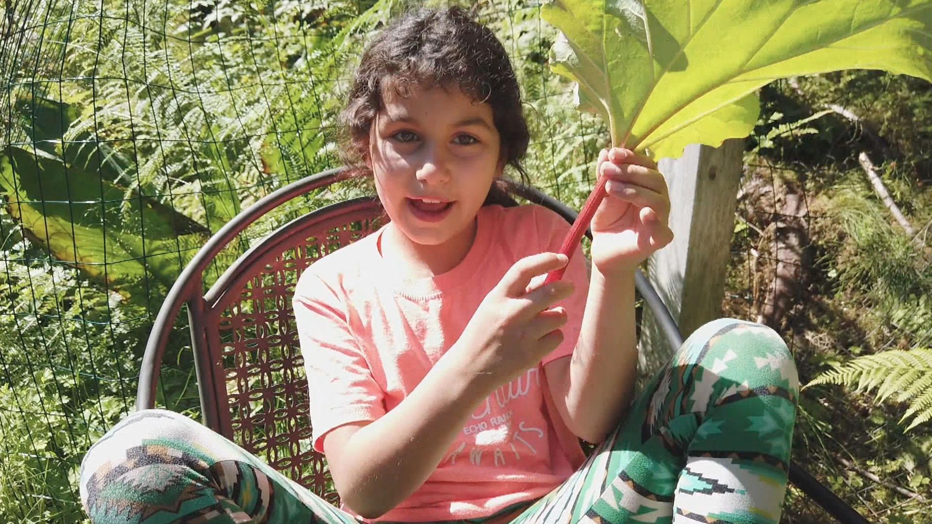 Rose illustrates subsistence by preparing Native foods like fish head soup or rhubarb jam.