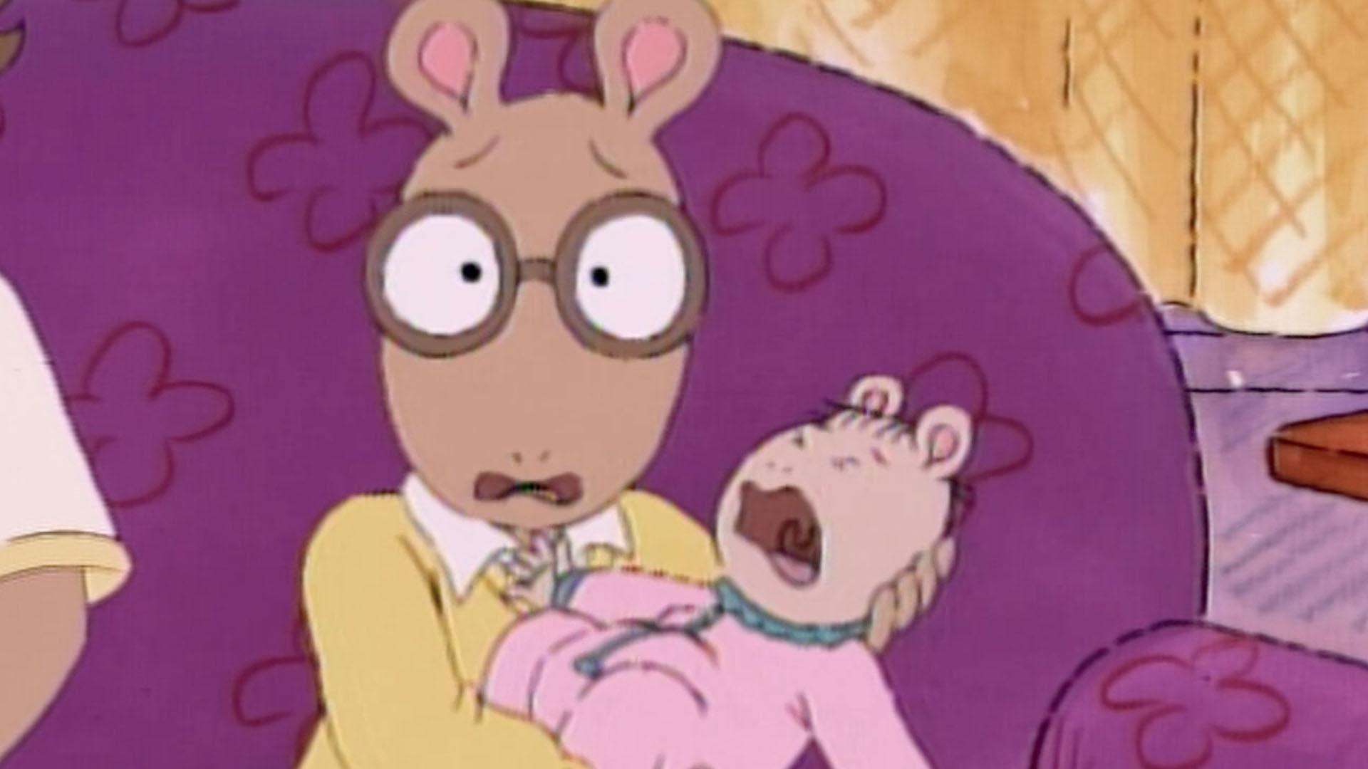 Arthur and D.W. meet their baby sister Kate for the first time.