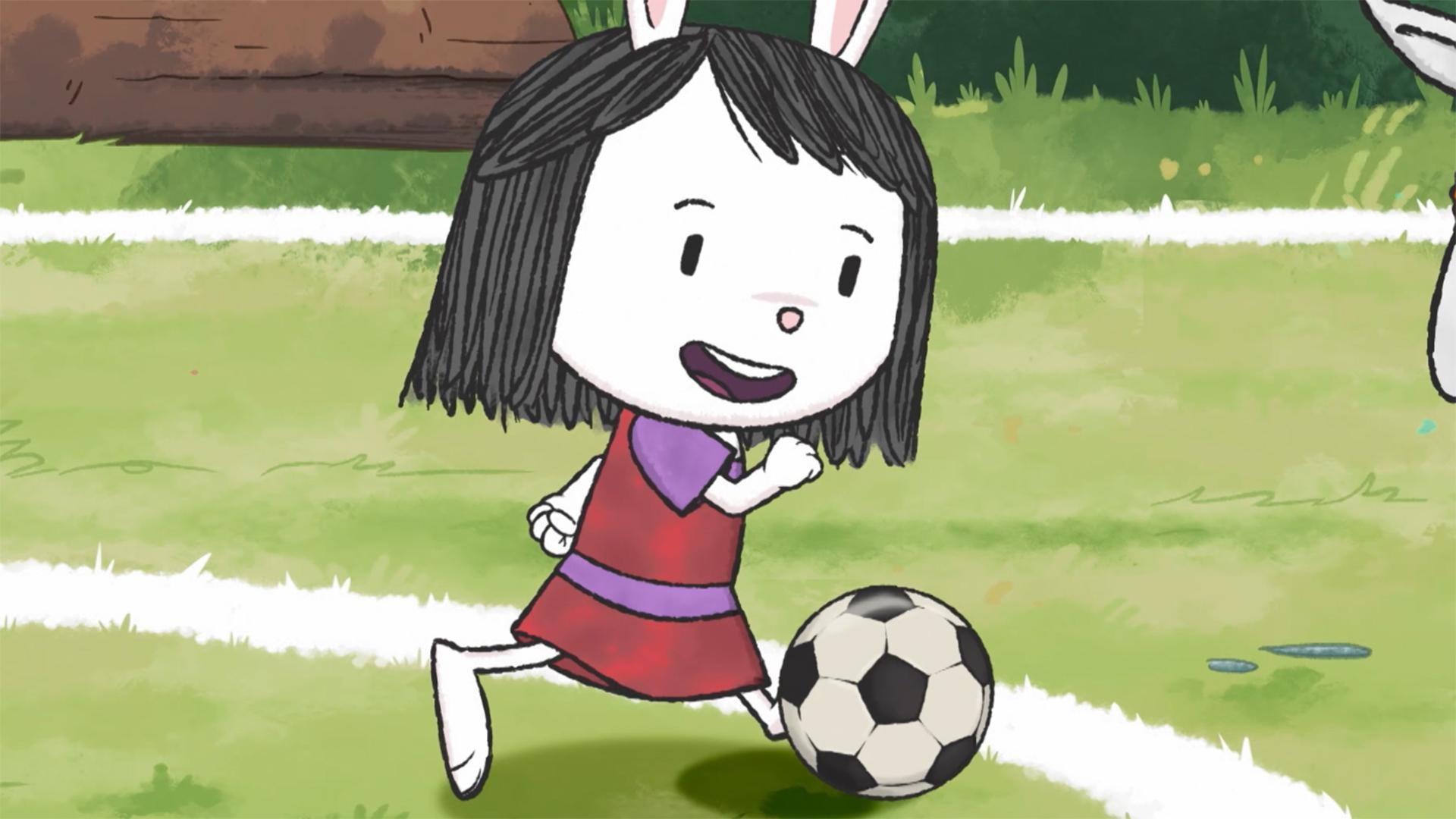 Elinor and her friends play soccer.