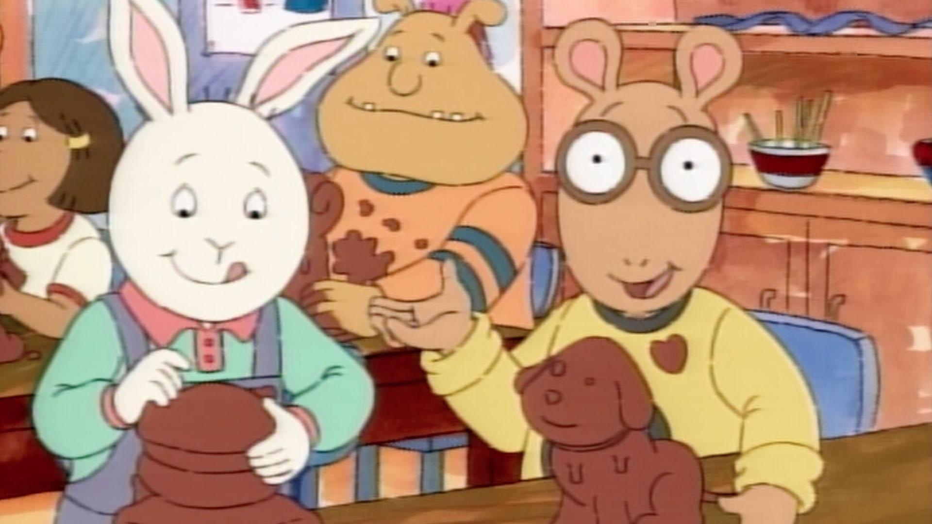 Arthur, Buster & Binky work on a group project. / Arthur's lucky pencil is getting short.