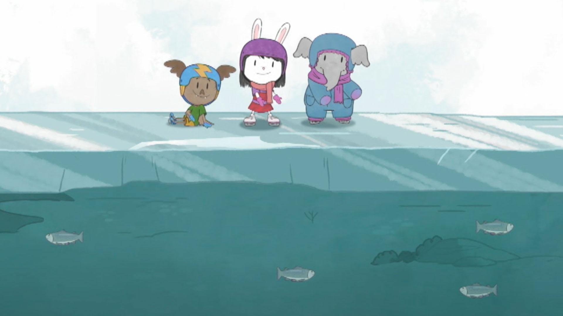 Elinor and Friends Sing about what happens when lakes freeze in the winter.