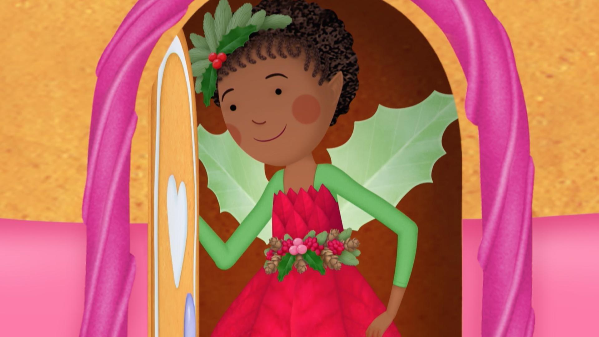 Who's napping in the gingerbread house? It's Pinkalicious and Peter's new friend Sarafina!