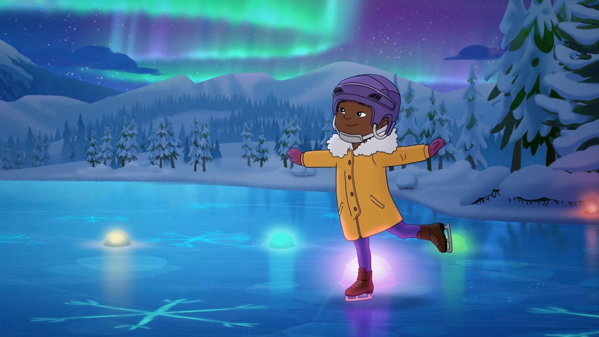 Trini works to master a special ice-skating move./Tooey and his brothers search for their dad.