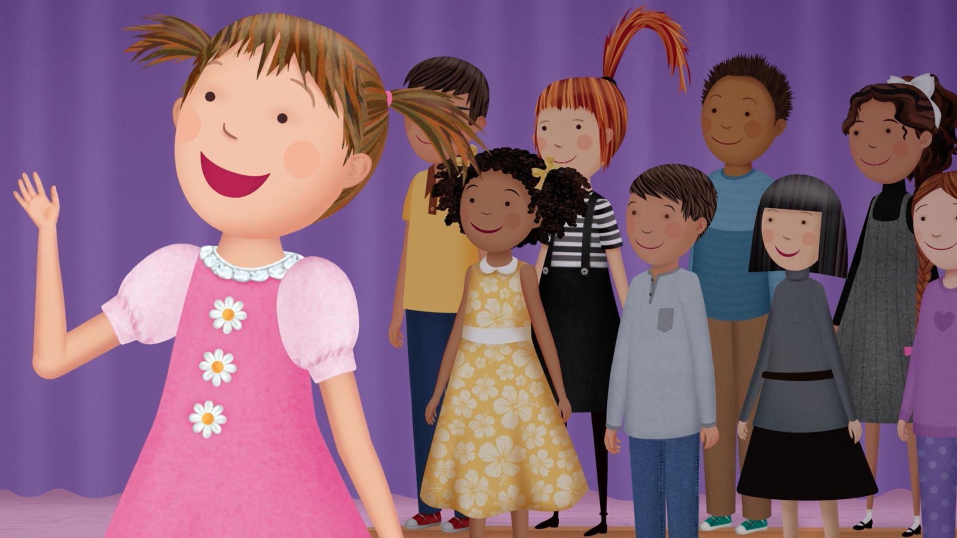 Pinkalicious loses her voice in the middle of her classes' recital.