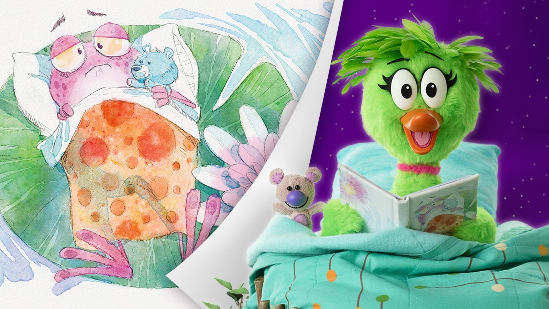 Duck Duck reads a story about a very tired froggy who cannot fall asleep!