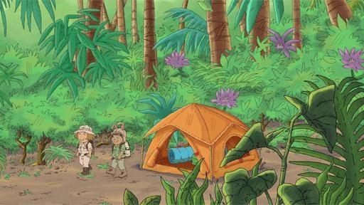 Bud and D.W. begin their camping adventure in the backyard.