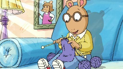 Grandma Thora teaches Arthur how to knit. / Muffy tries to start a fashion trend.