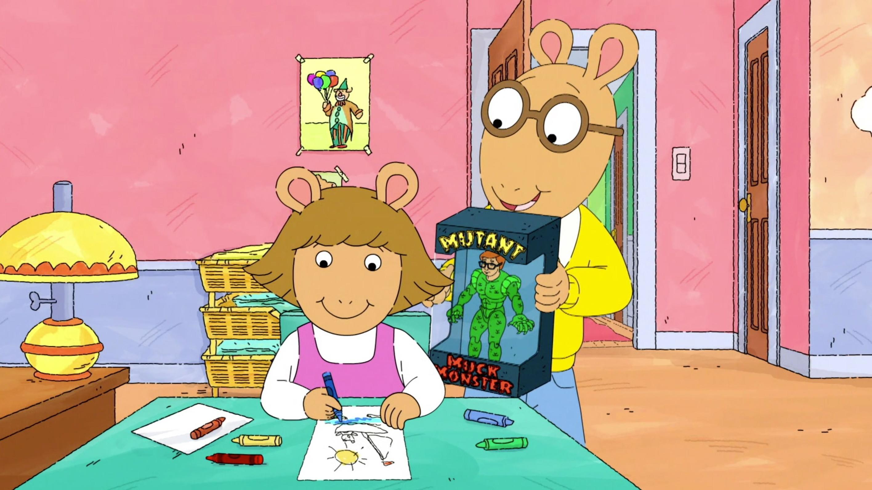 Arthur gets a Mutant Muck Monster as a gift. / Binky wrecks a hole at mini golf.