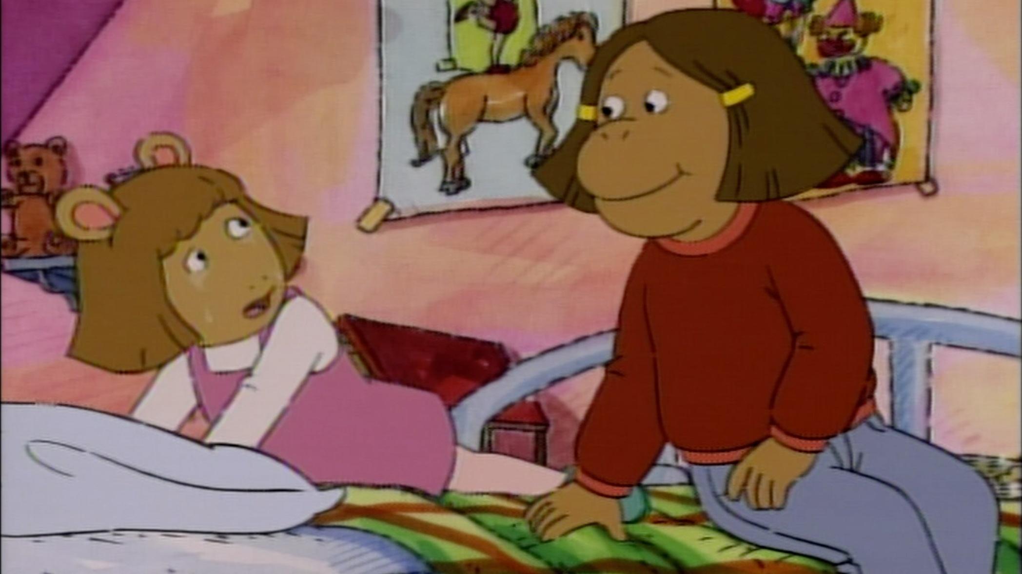 A new crossing guard is charging to cross the street! / D.W. is making Arthur miserable.