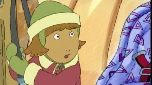 D.W. sends a letter to Santa.