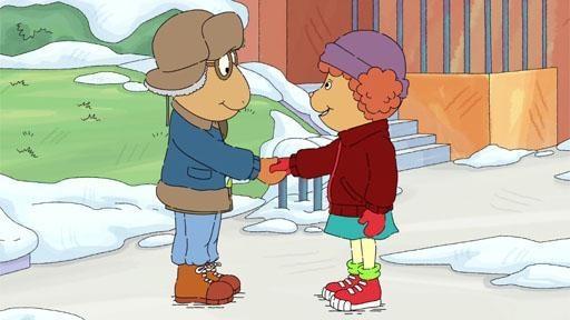 Arthur apologizes to Sue Ellen for teasing her about her new sweater.