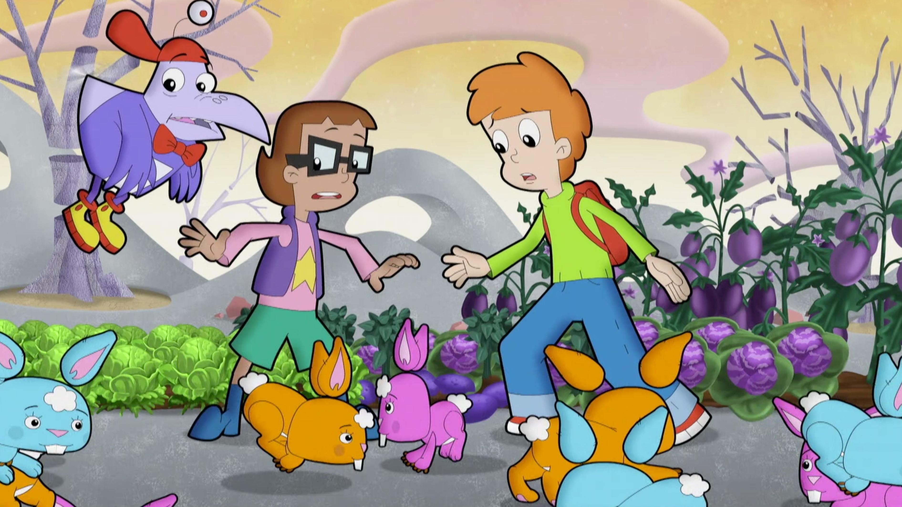 Buzz and Delete release the bunnies into the garden!
